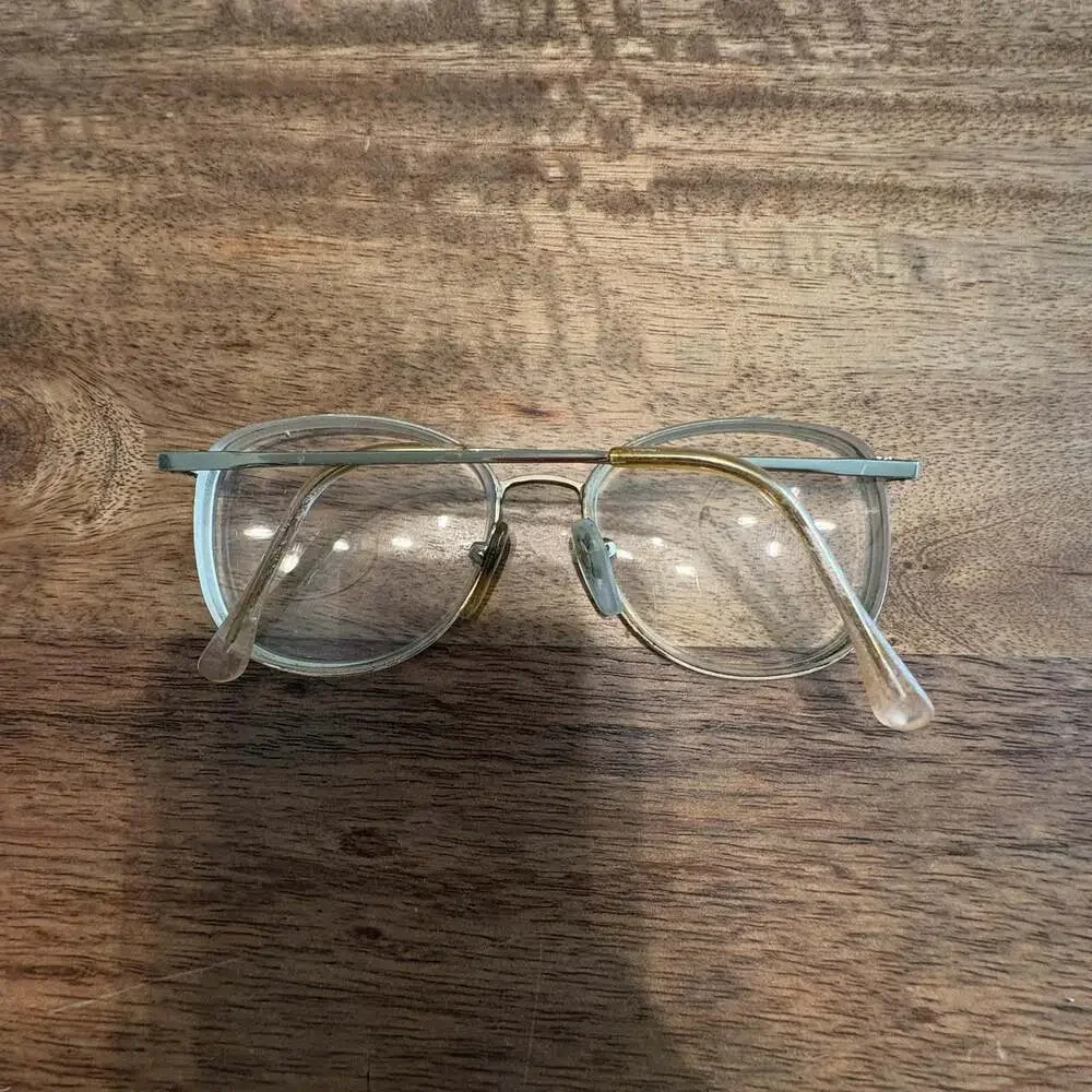 Vintage Elizabeth Arden 302 Gold Oversize Square Full Rim Eyeglasses Italy Women